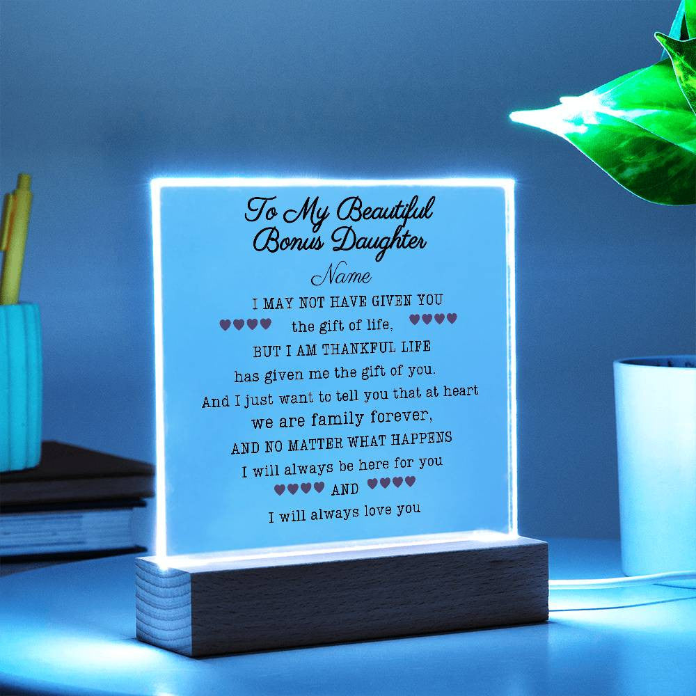 Personalized To My Bonus Daughter Acrylic Plaque