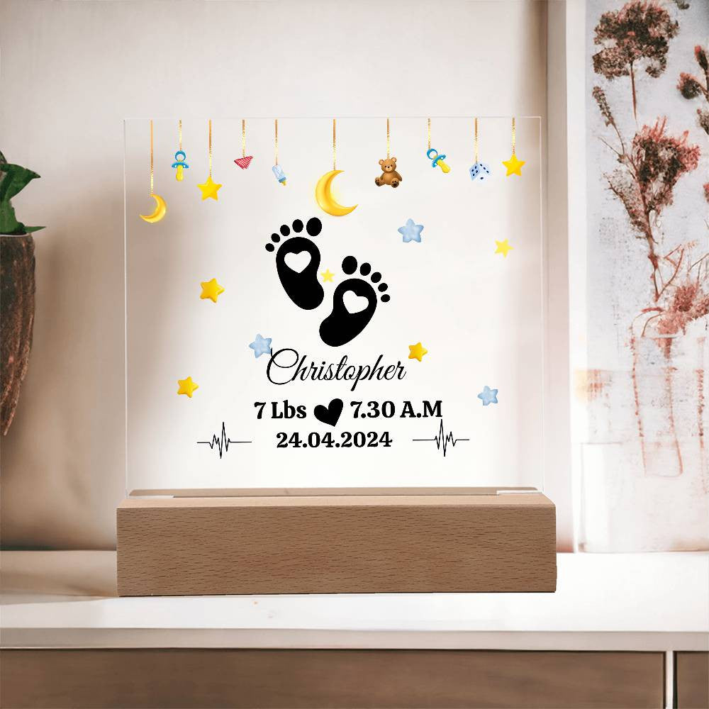 Personalized New Baby Foot Acrylic Plaque