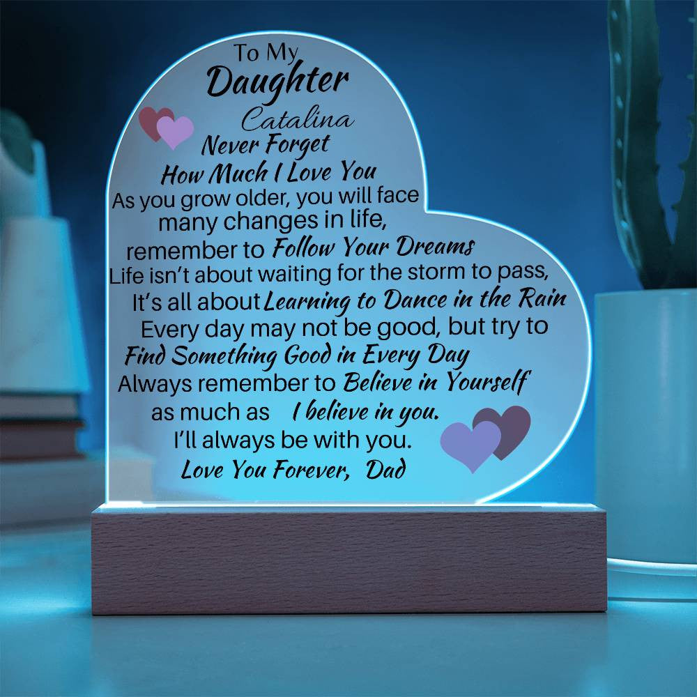 Personalized To My Daughter Love, Dad Acrylic Heart Plaque