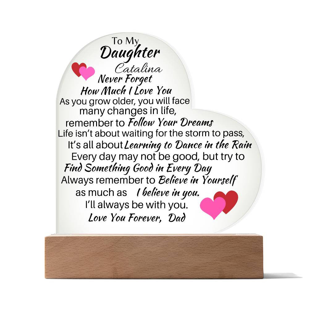 Personalized To My Daughter Love, Dad Acrylic Heart Plaque