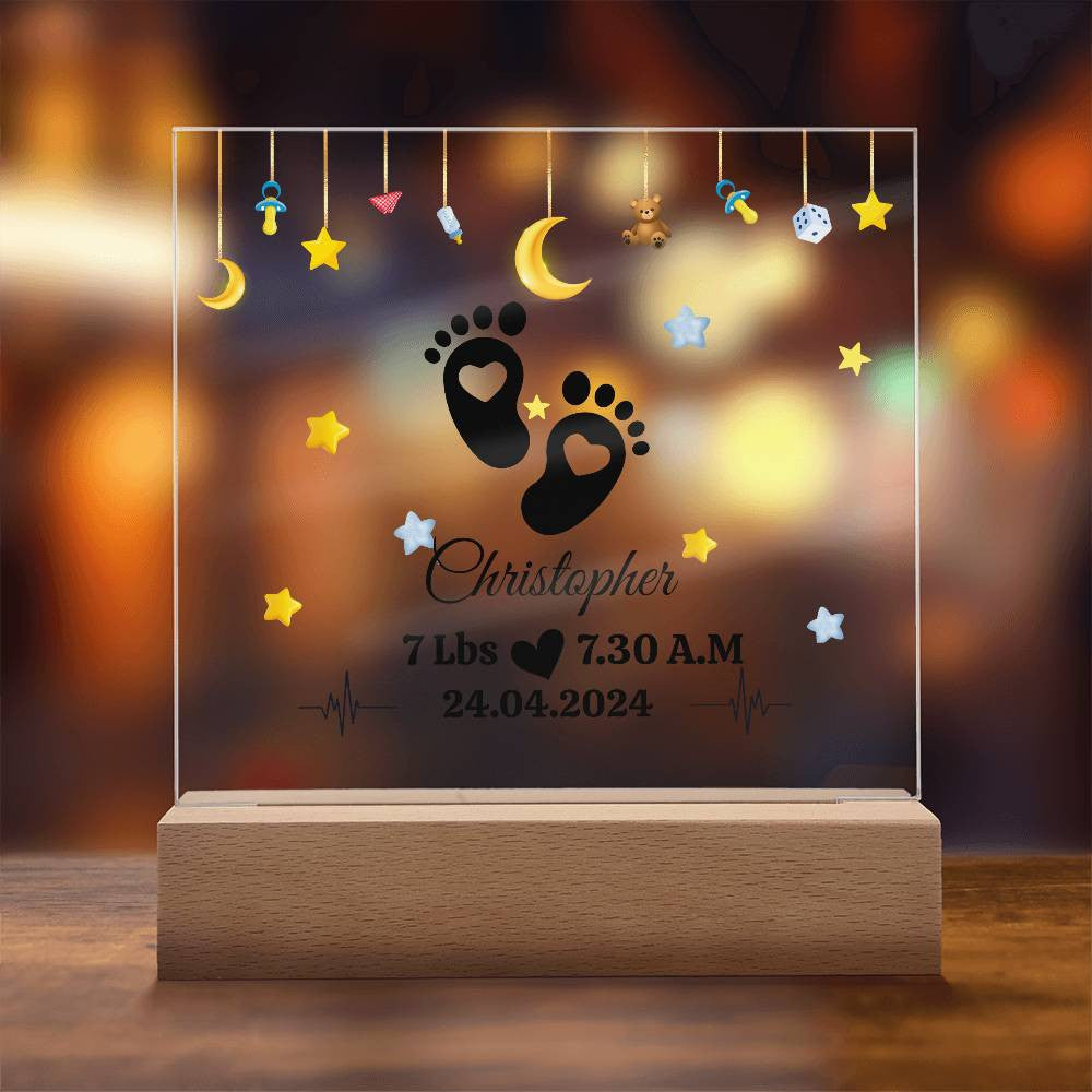 Personalized New Baby Foot Acrylic Plaque