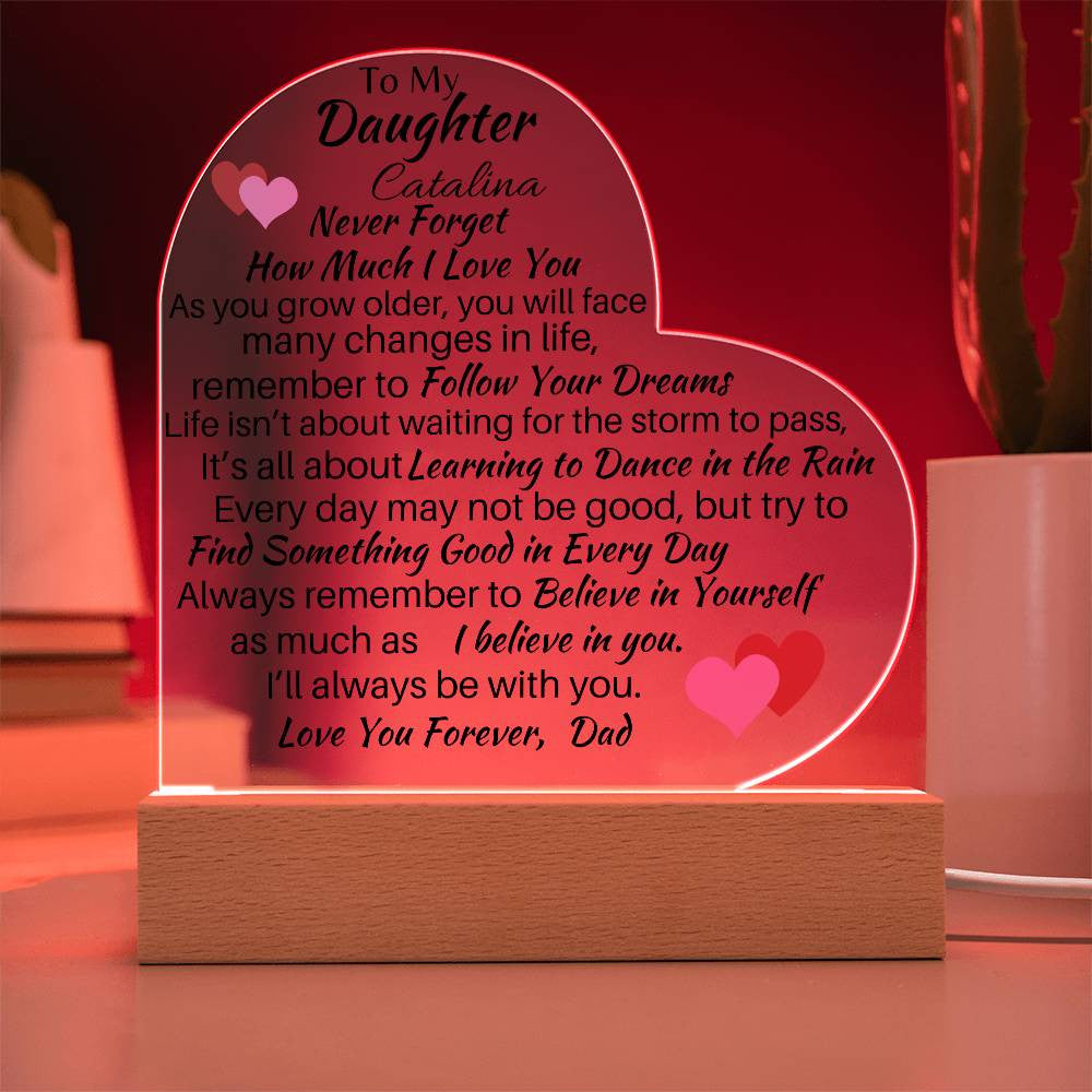 Personalized To My Daughter Love, Dad Acrylic Heart Plaque