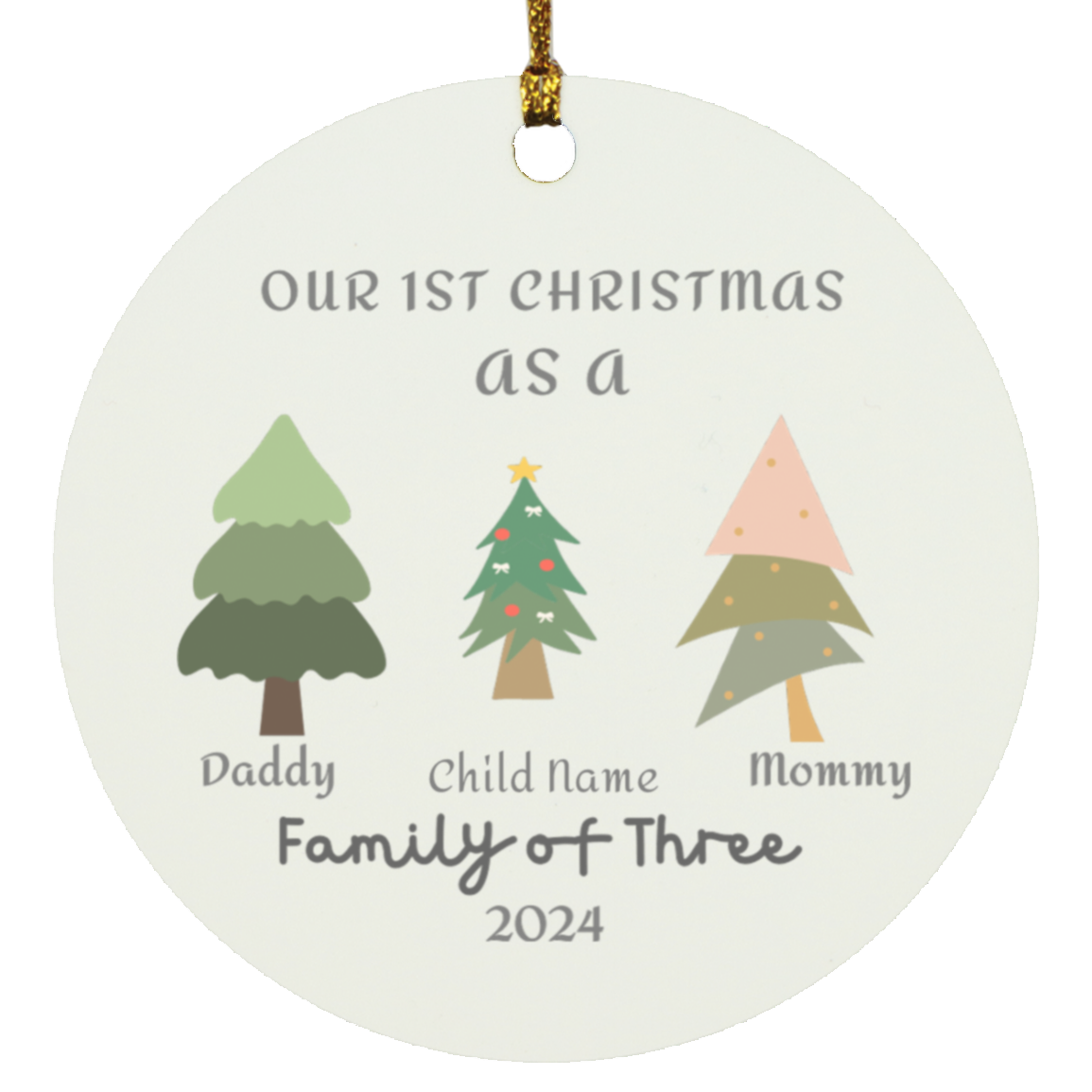 Personalized Family Of Three Ornament