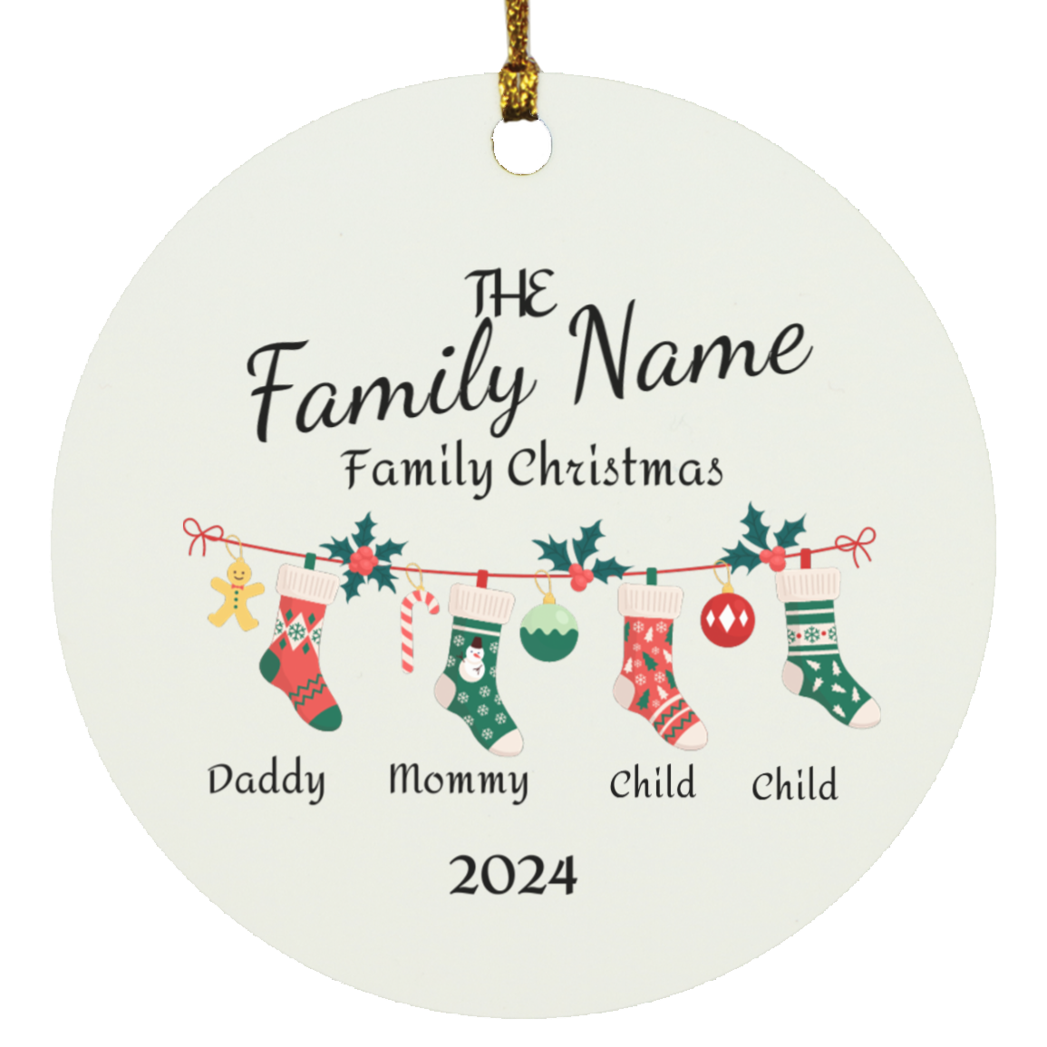 Personalized Family of Three | Christmas Ornament