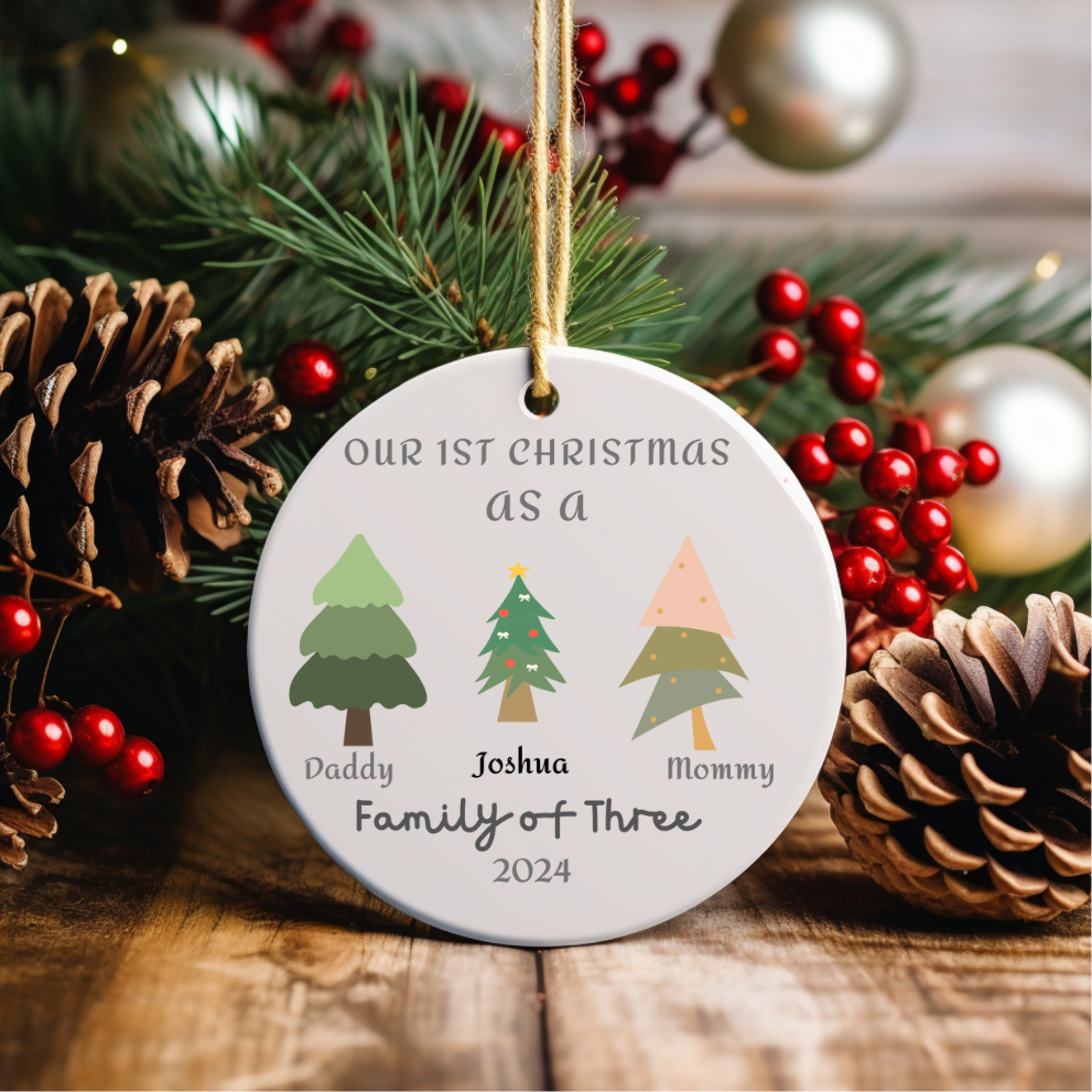 Personalized Family Of Three Ornament