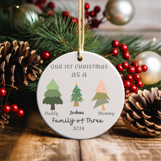 Personalized Family Of Three Ornament