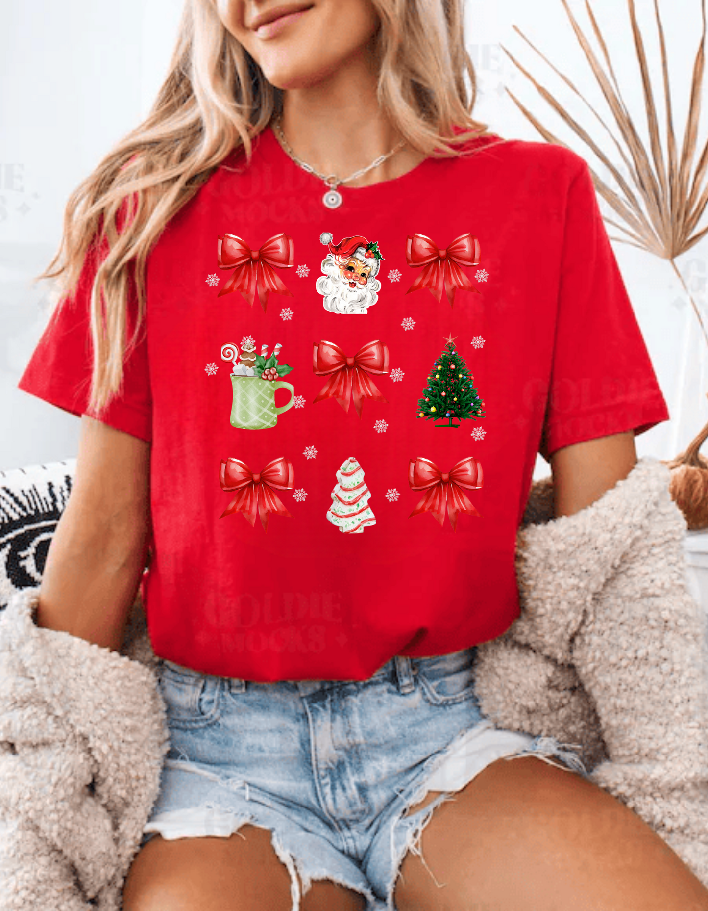 Christmas Coquette Red Bow T-Shirt | Sweatshirt