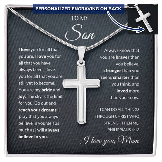 To My Son | I Love You - Personalized Cross Necklace