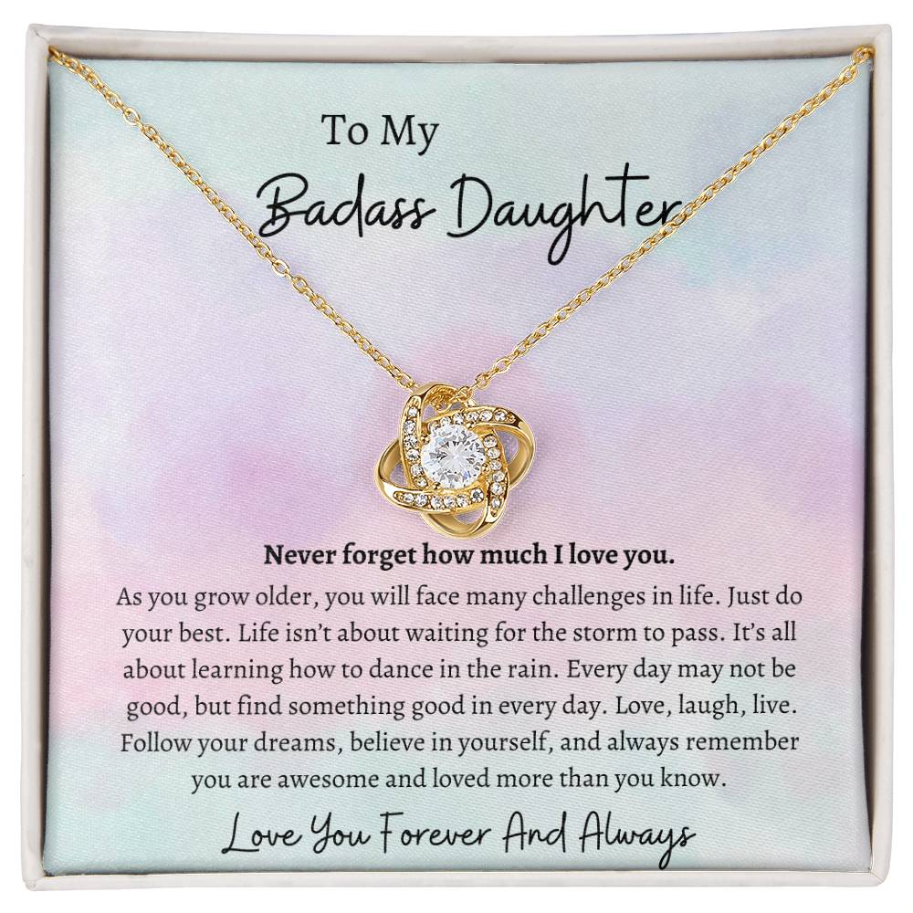 To My Daughter Love Knot Knecklace | White Gold