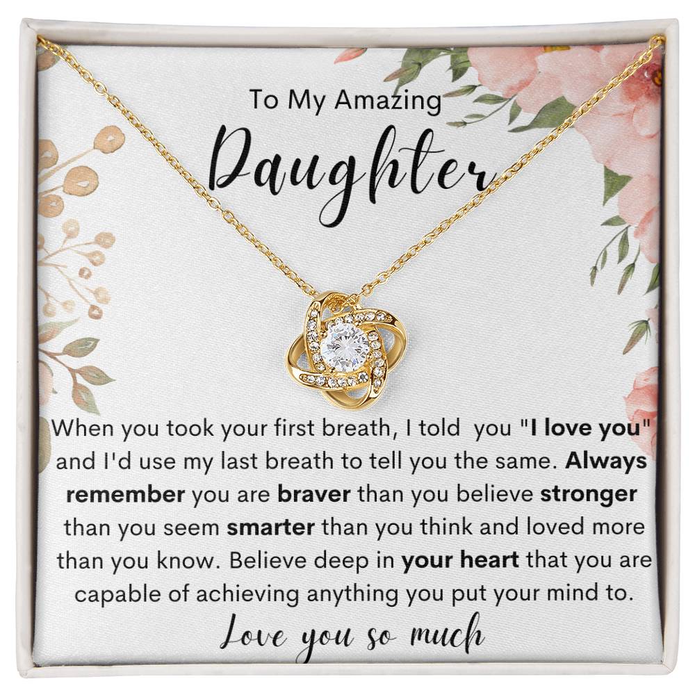 To My Daughter Love Knot Necklace