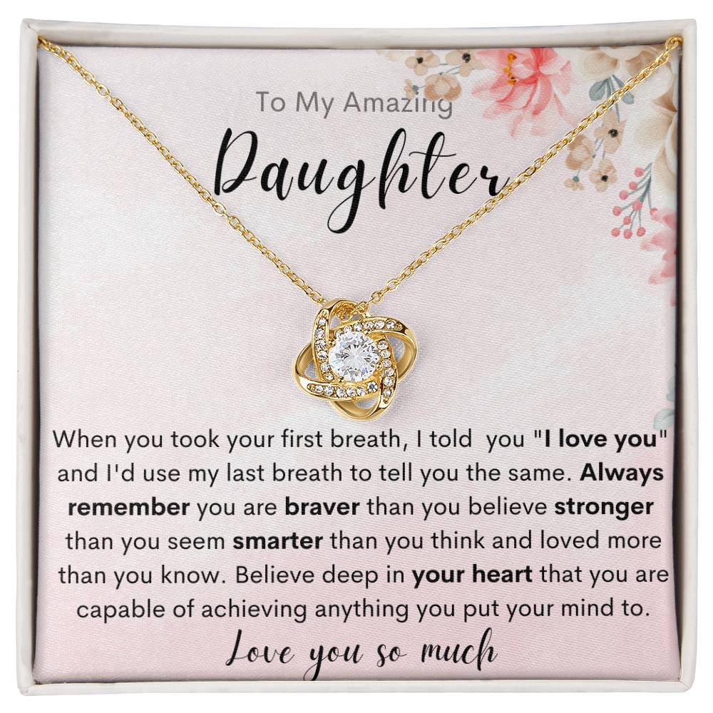 To My Daughter Love Knot Necklace