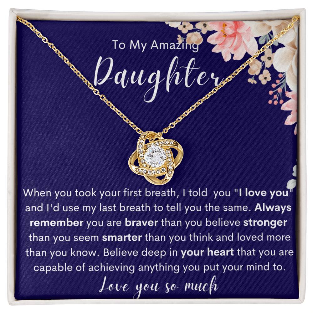 To My Daughter Love Knot Necklace