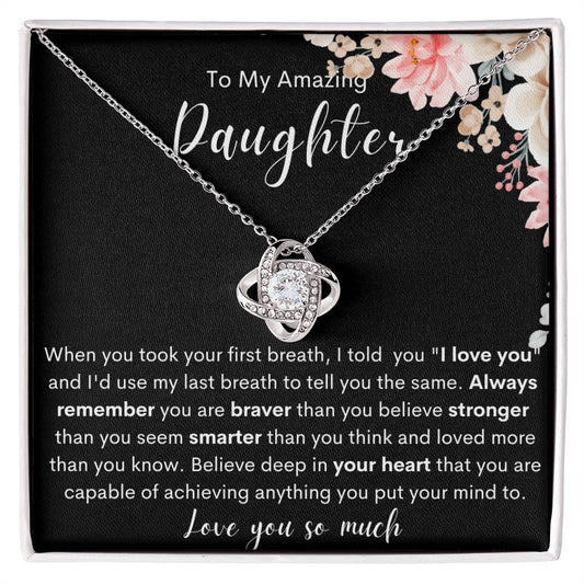 To My Daughter Love Knot Necklace