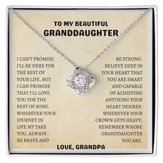 To My Granddaughter Love Knot Necklace