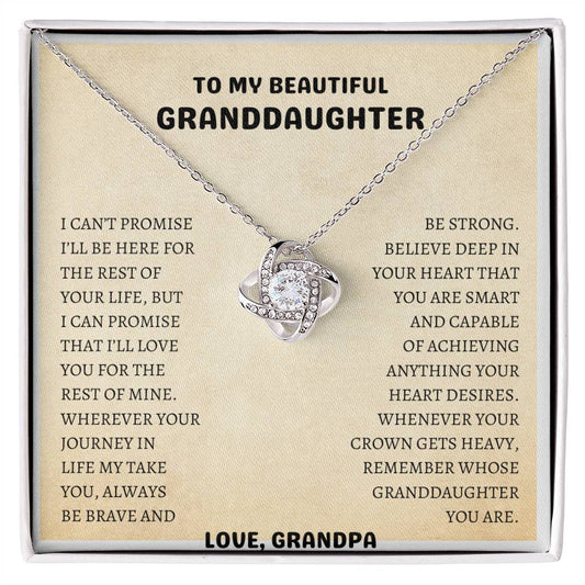 To My Granddaughter Love Knot Necklace From Grandpa