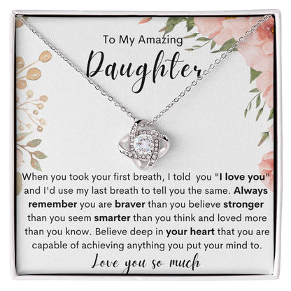 To My Daughter Love Knot Necklace