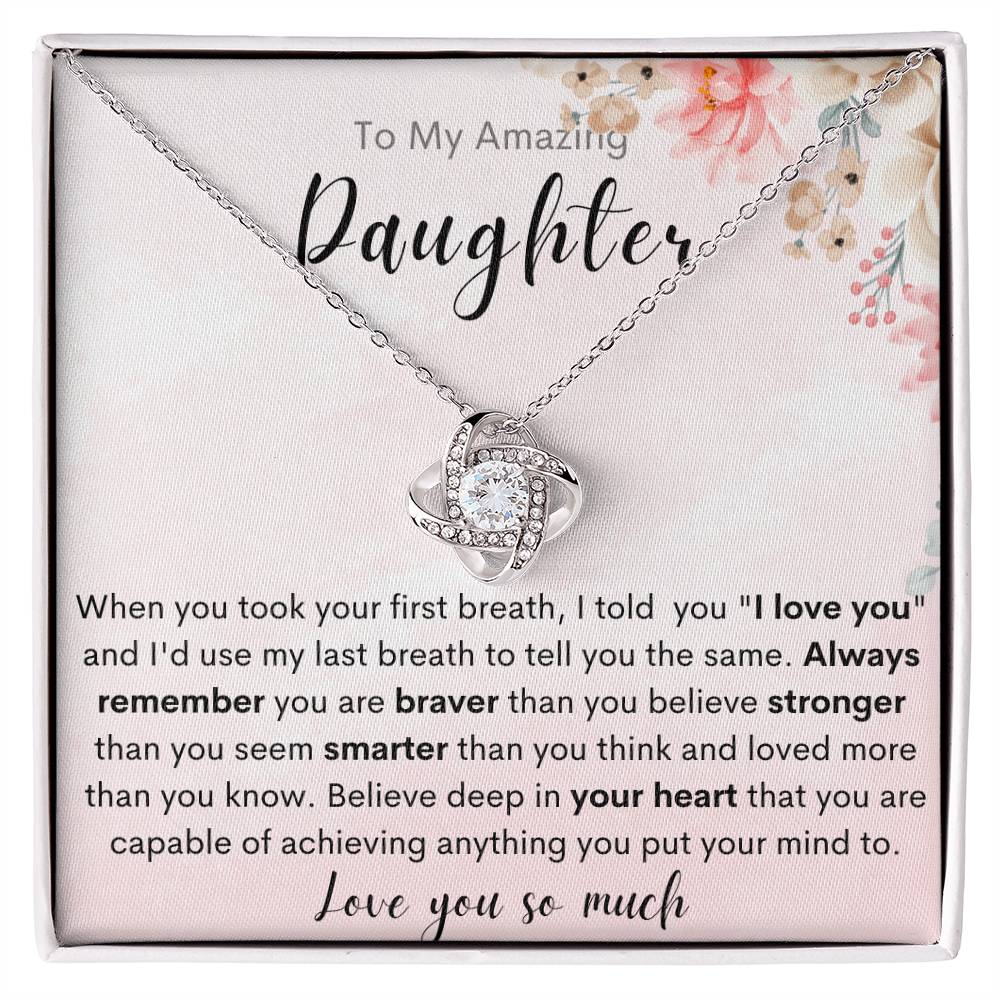 To My Daughter Love Knot Necklace