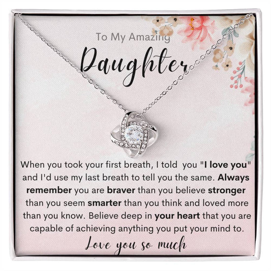 To My Daughter Love Knot Necklace