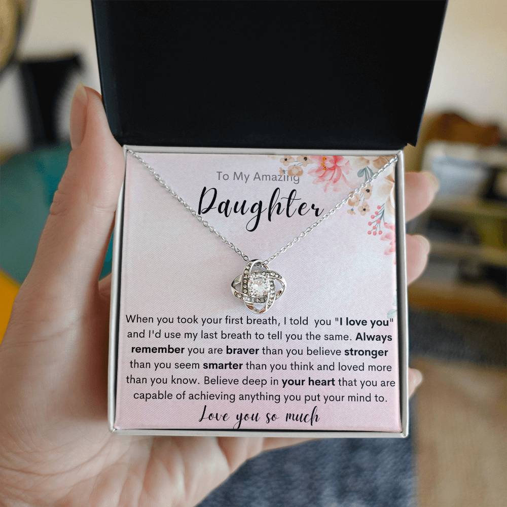 To My Daughter Love Knot Necklace