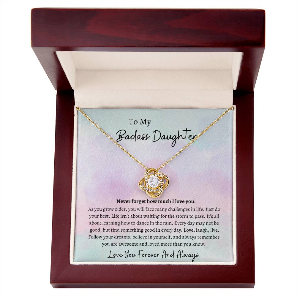 To My Daughter Love Knot Knecklace | White Gold