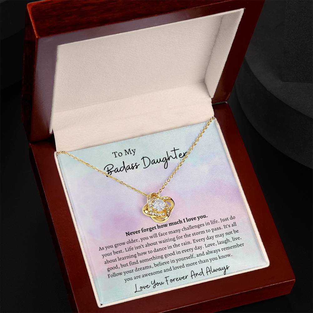 To My Daughter Love Knot Knecklace | White Gold