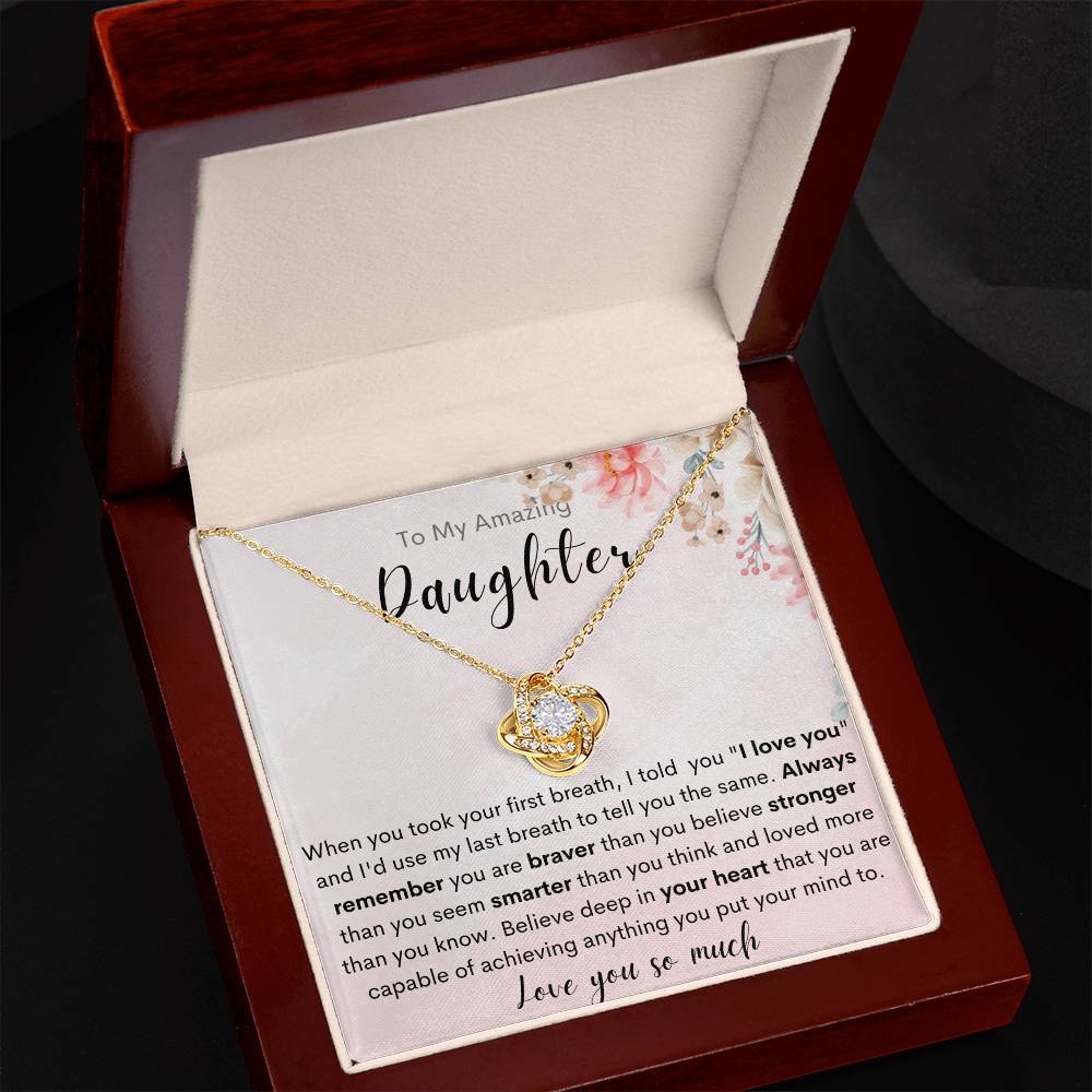 To My Daughter Love Knot Necklace