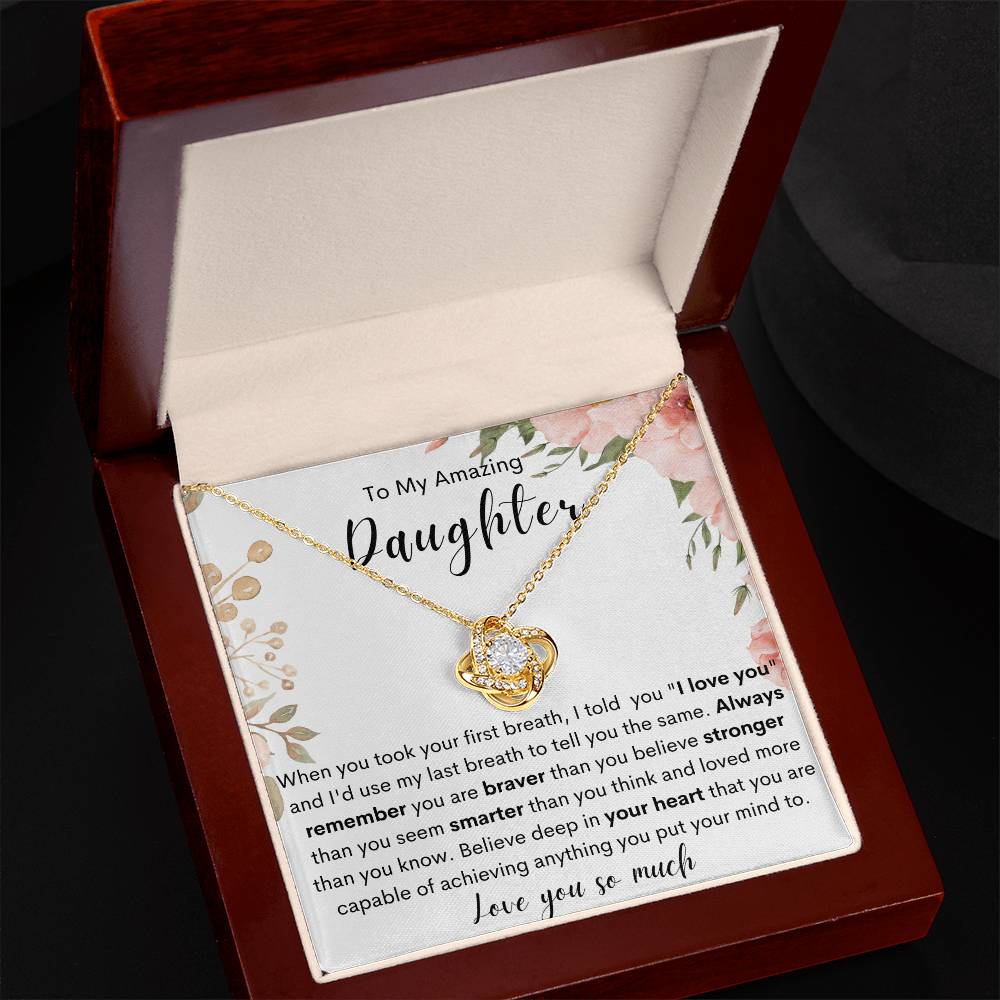 To My Daughter Love Knot Necklace