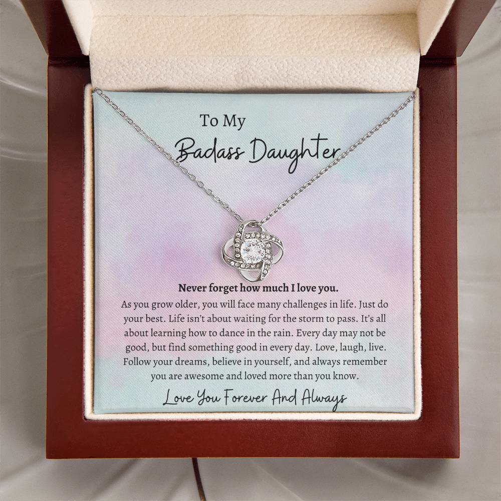 To My Daughter Love Knot Knecklace | White Gold