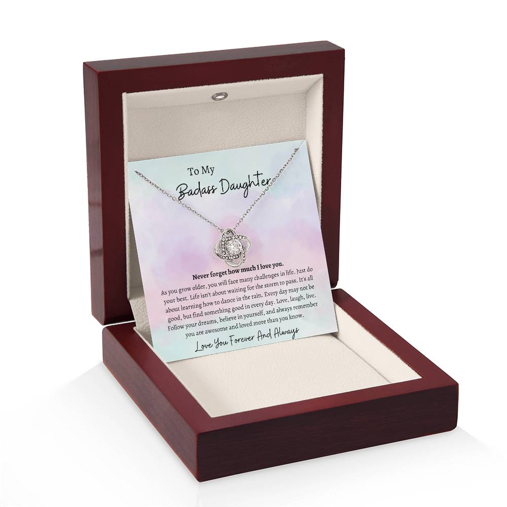 To My Daughter Love Knot Knecklace | White Gold