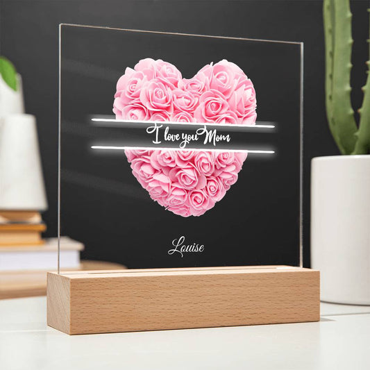 Personalize I Love You Mom Acrylic Square Plaque