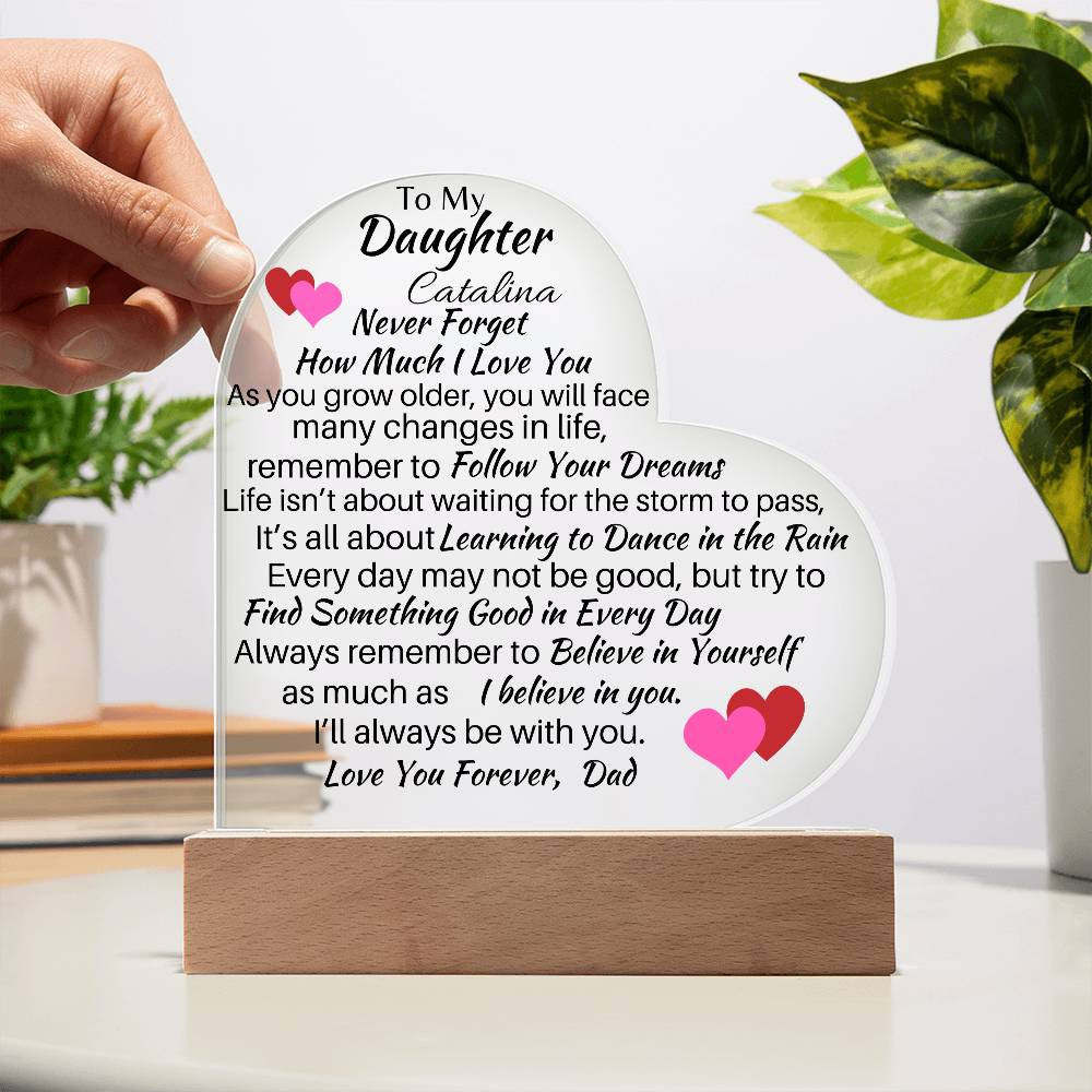 Personalized To My Daughter Love, Dad Acrylic Heart Plaque