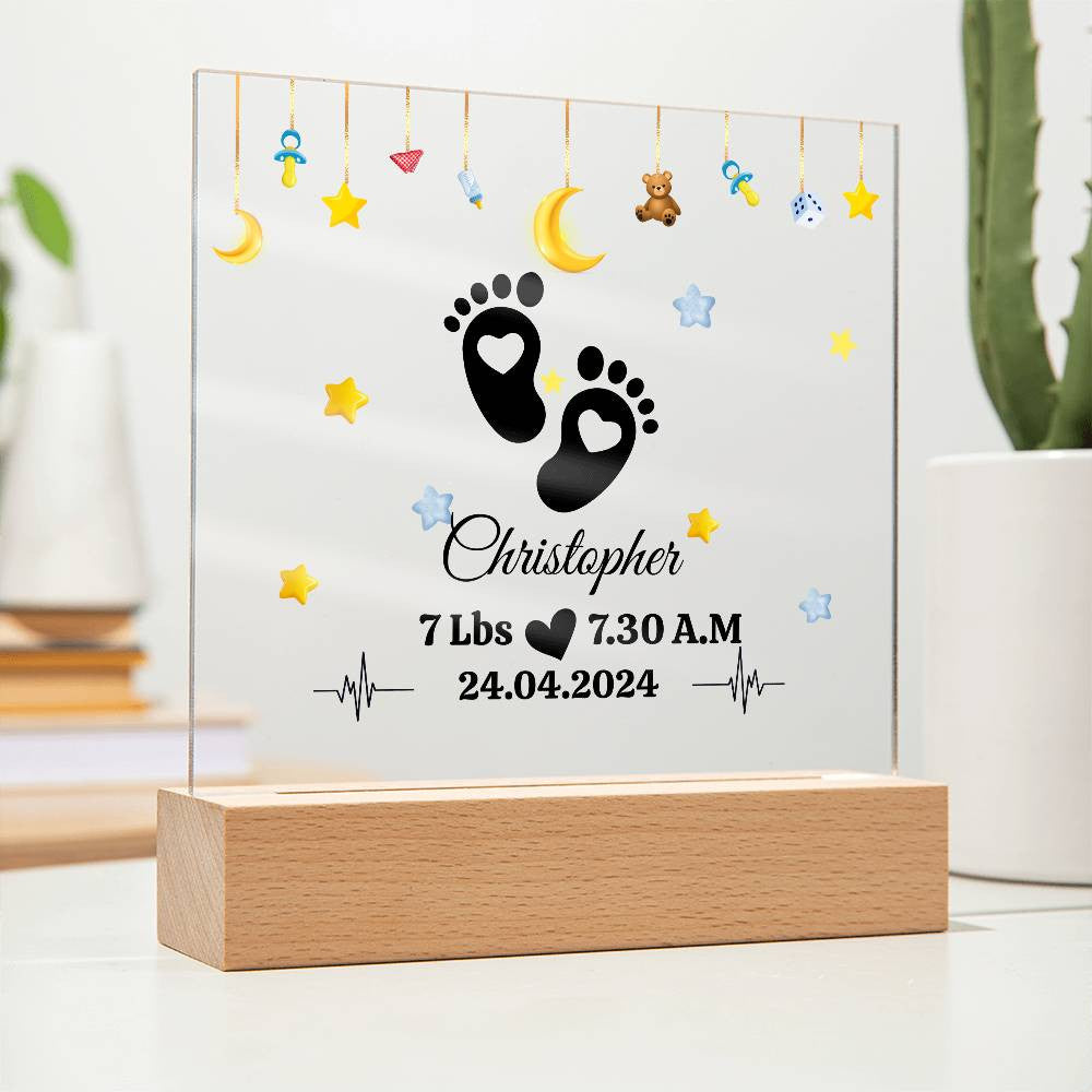 Personalized New Baby Foot Acrylic Plaque