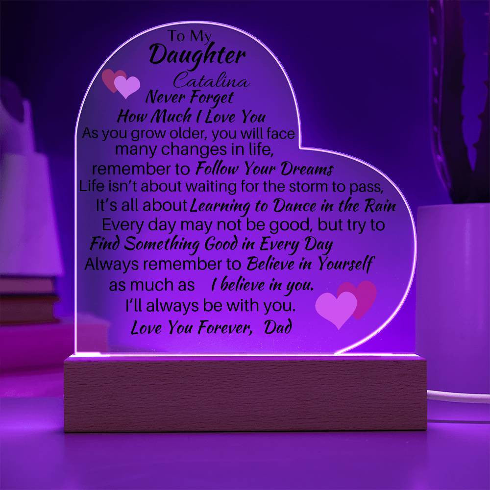 Personalized To My Daughter Love, Dad Acrylic Heart Plaque